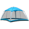 Outsunny 12' X 12' Screen House Room, 8 Person Camping Tent W Carry Bag And 4 Mesh Walls For Hiking, Backpacking, And Traveling, Easy Set Up, Sky Blue Blue Polyester