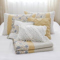 6 Piece Cotton Percale Quilt Set With Throw Pillows Yellow Full Queen Full Yellow Polyester