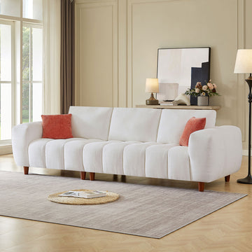 111.81 Inch Convertible Sectional Sofa Couch, L Shaped Sofa With Fabric Couch,Modern Design Cream Style Marshmallow Sofa For Living Room And Office,White White Wood Fabric 3 Seat