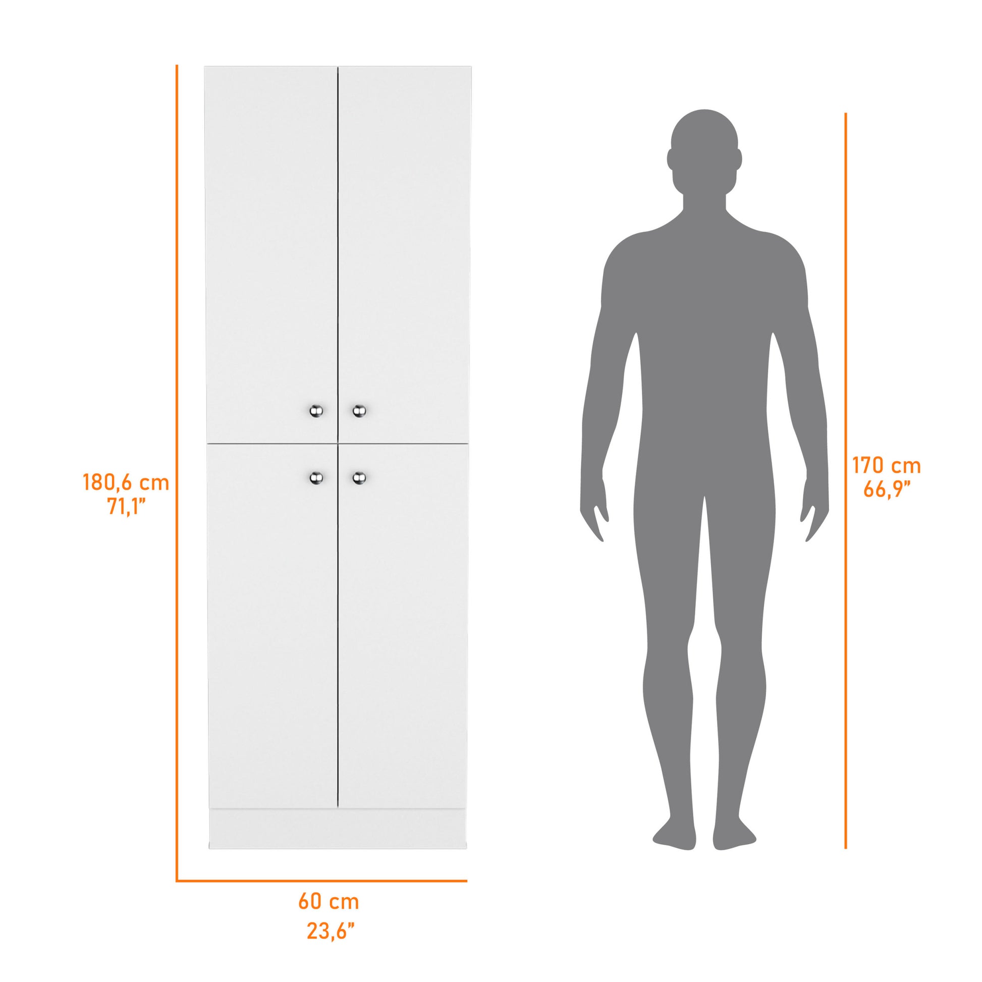 Cameron Pantry Cabinet With 4 Doors And 5 Hidden Shelves White White Kitchen Contemporary Rectangular Stationary Kitchen Islands Pine Particle Board Engineered Wood Small Less Than 40In