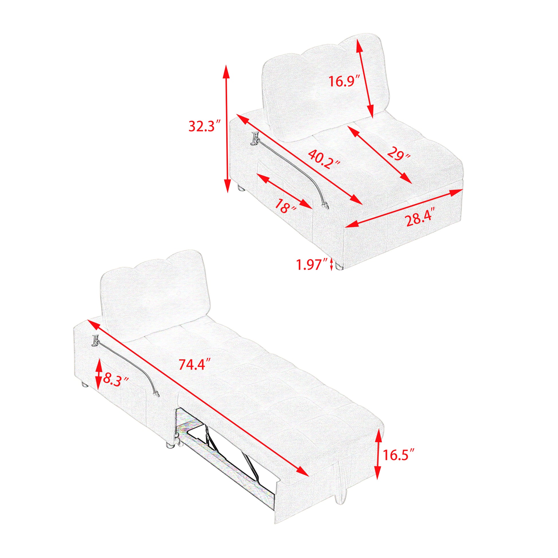 40.20 Inches Long, Teddy Sofa Fabric,A Convertible Sofa Cum Bed, For Apartment Office Living Room Pink Pink Teddy 1 Seat