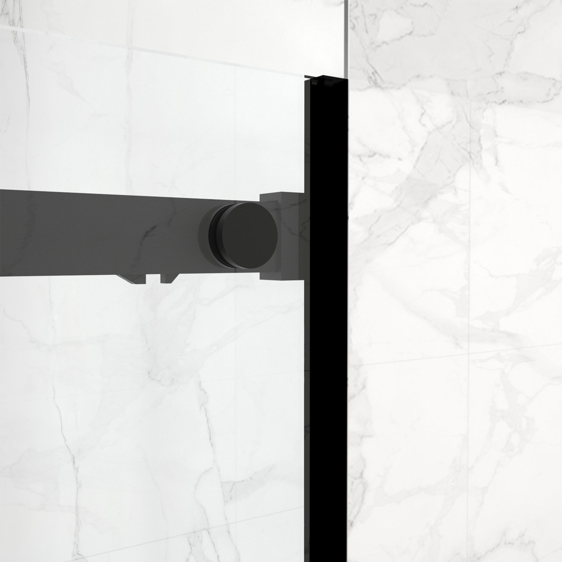 56" 60"W X 70"H Frameless , Sliding , With Premium 5 16" 8Mm Thick Tempered Glass Shower Enclosure,Double Side Easy Clean Coat,Matte Black Finished With Buffer Matt Black Bathroom American Design