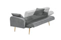 69 Inch Grey Sofa Bed With Adjustable Sofa Teddy Fleece 2 Throw Pillows Gray Fabric 2 Seat