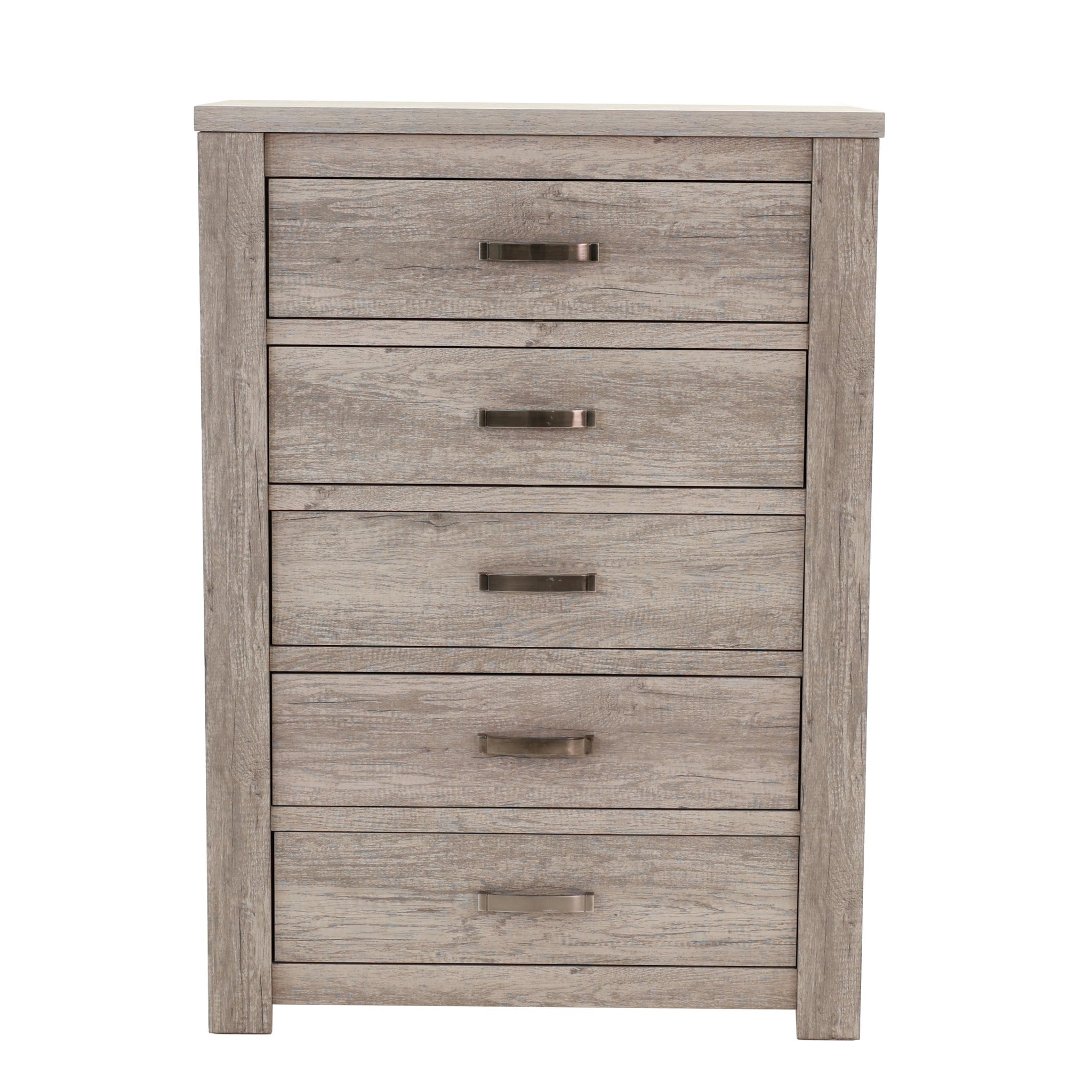 Bedroom Furniture Rustic Light Grey Simple 1Pc Chest Of Drawers 5 Drawers Storage Cabinet Solidwood Light Grey Bedroom Modern,Transitional Pine Particle Board Mdf,Solid Wood