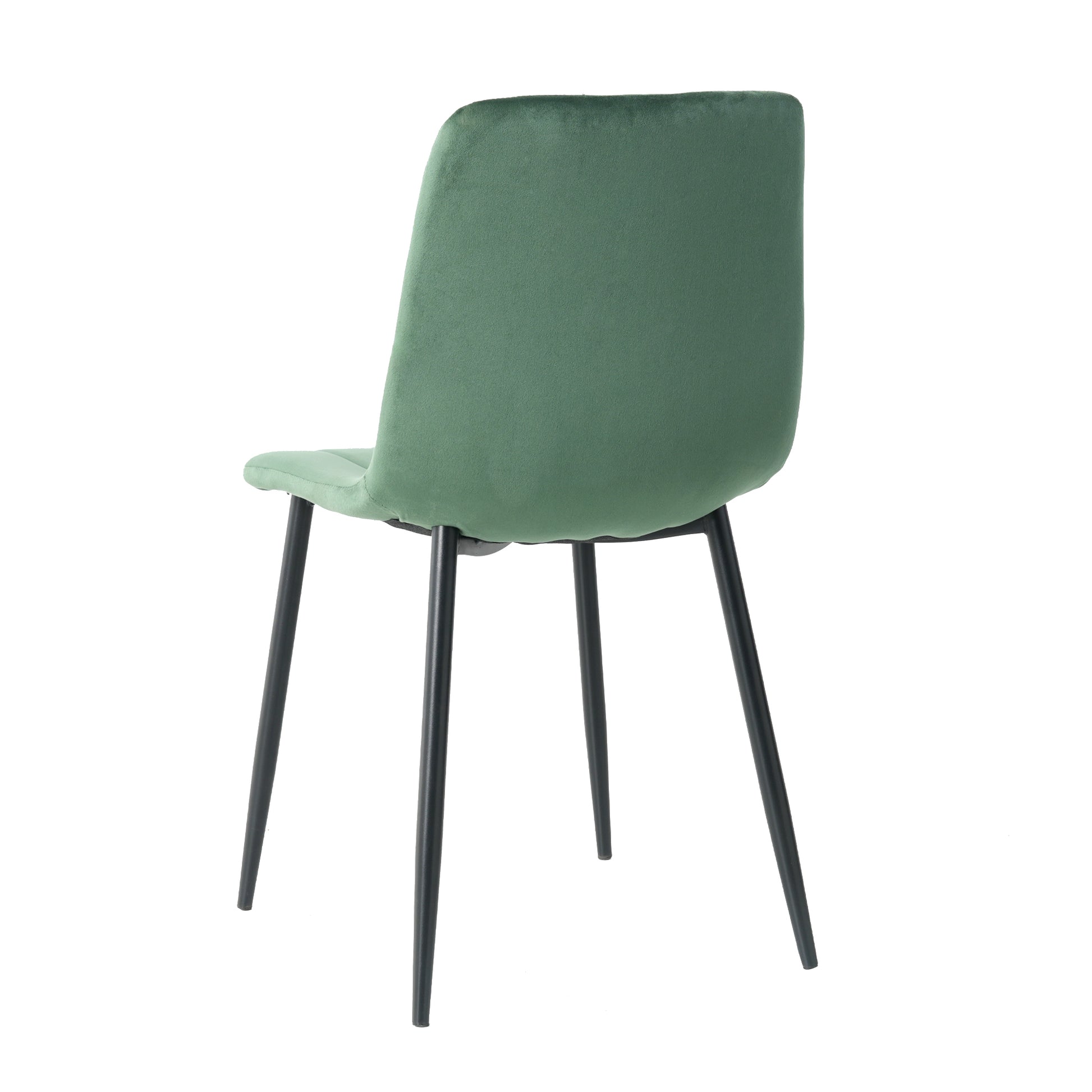 Indoor Green Velvet Dining Chair, Modern Kitchen Dining Chair With Cushion Back, Upholstered Side Chair With Black Coated Metal Legs, Family Kitchen Dining Room And Living Room Set Of 4 Metal Green Velvet