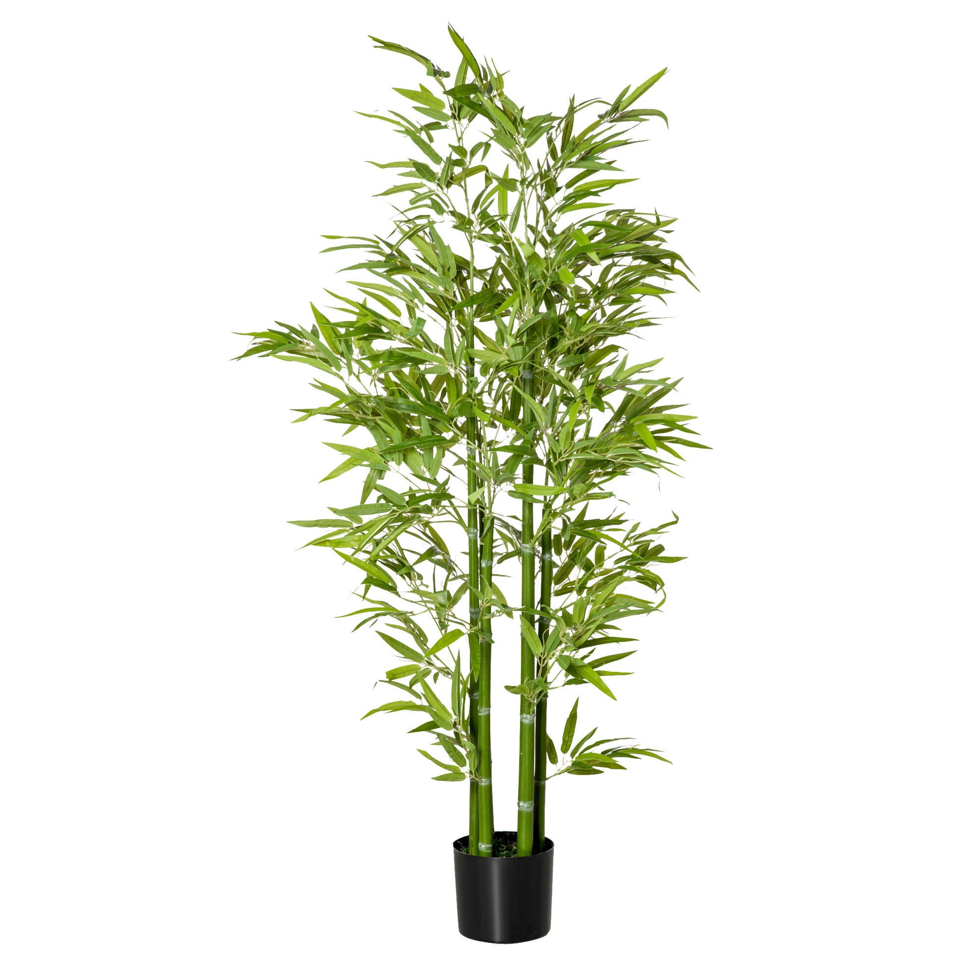 Homcom 5Ft Artificial Bamboo Tree, Faux Decorative Plant In Nursery Pot For Indoor Or Outdoor D Cor Green Plastic