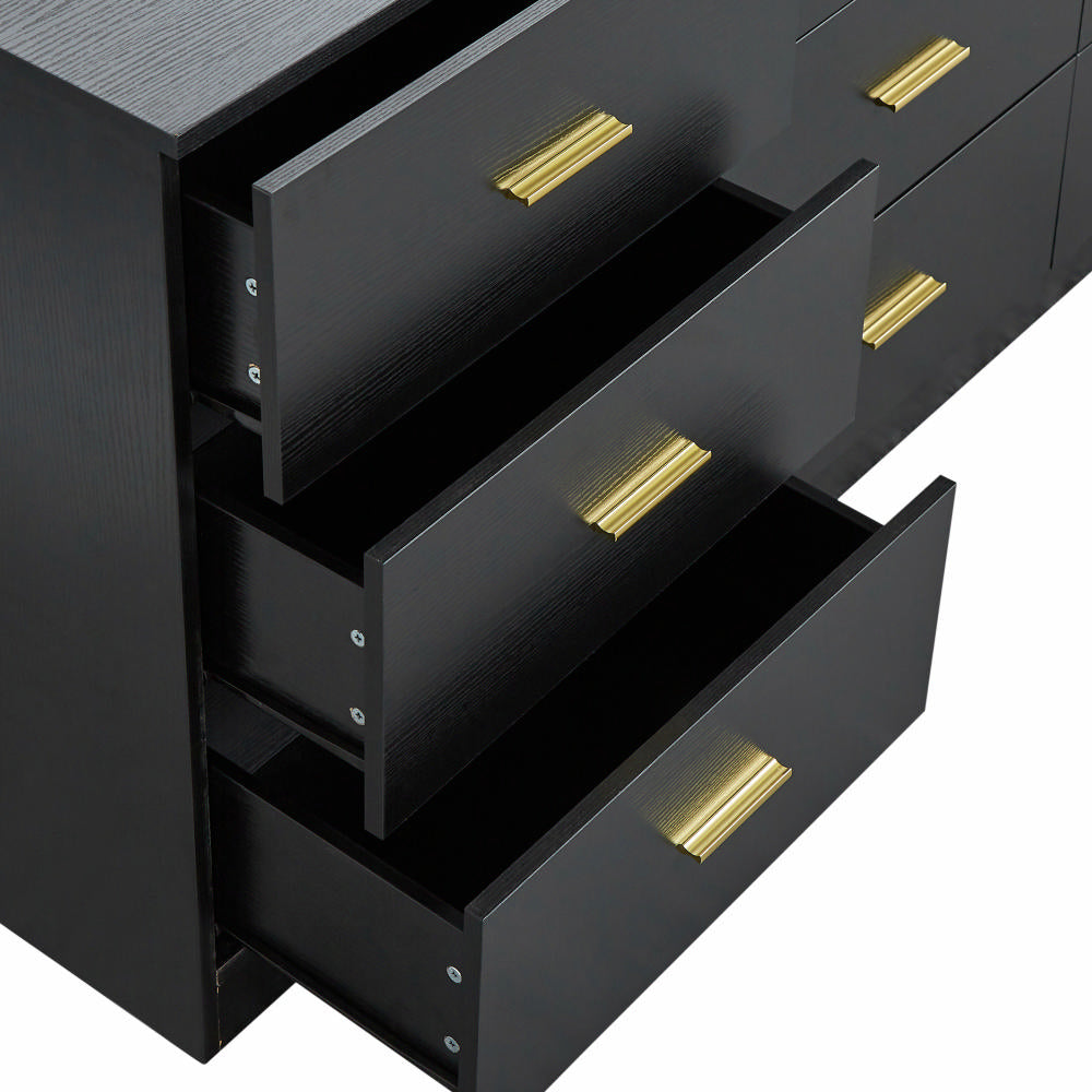 Modern Black 9 Drawer Dresser For Bedroom Large Storage Wide Chest Of Drawers, Sturdy & Safe Black Primary Living Space American Design,Contemporary, Modern Black 9 Drawer Dresser For Bedroom Large Storage Wide Chest Of Drawers, Sturdy & Safe Black Primary Living Space American Design,Contemporary,