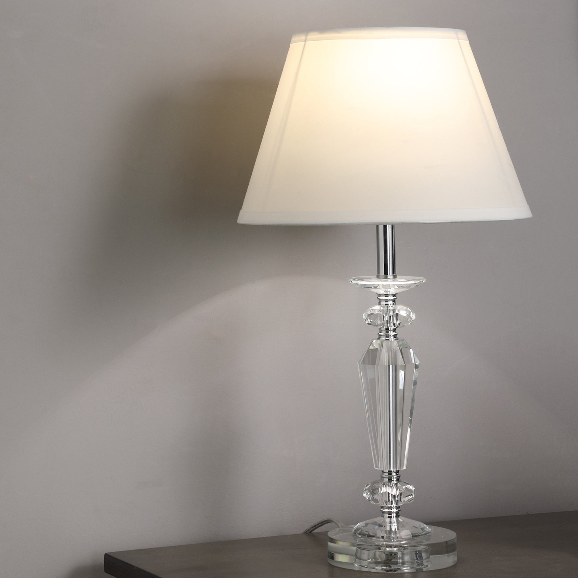 21.5" Ashford Crystal Table Lamp White Glass