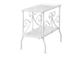 Accent Table, Side, End, Nightstand, Lamp, Living Room, Bedroom, Clear Tempered Glass, White Metal, Traditional White Metal