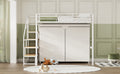 Full Size Metal Loft Bed With Wardrobe And Storage Shelves, White Box Spring Not Required Full White Metal Mdf Metal