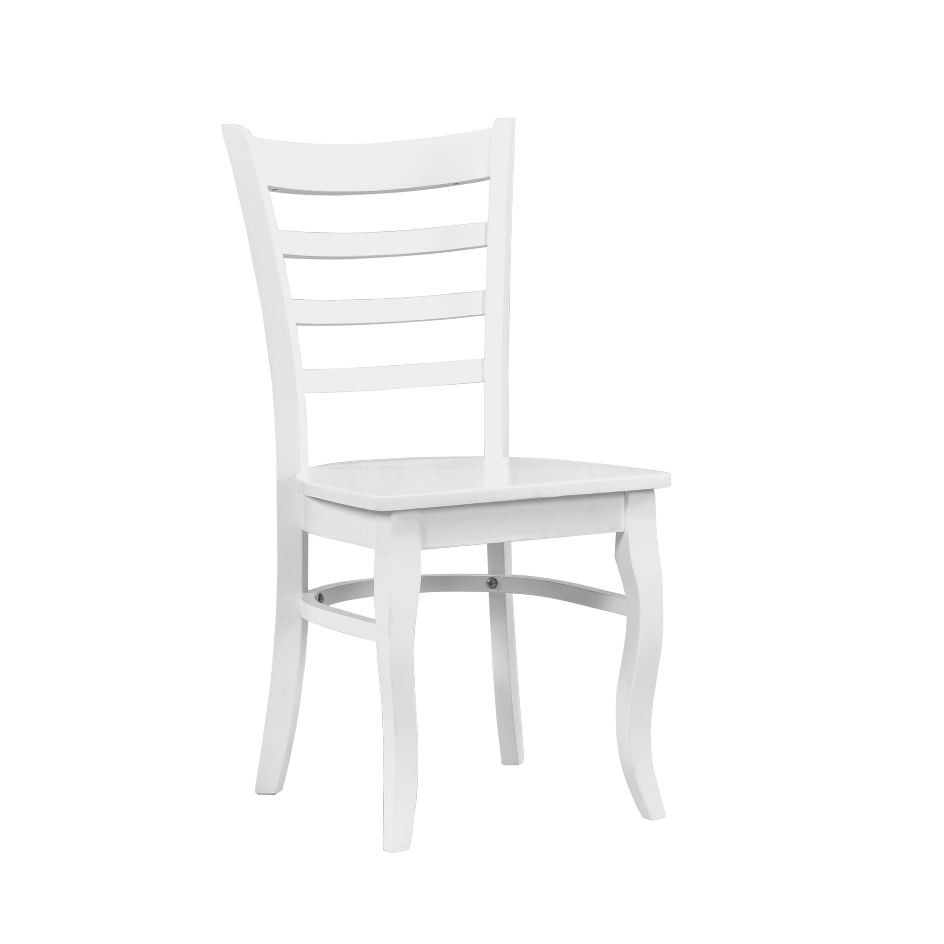 White Finish 3Pc Set Round Table And Two Chairs Set Wooden Ladder Back Casual Farmhouse Style Kitchen Dining Room Furniture Wood Wood White Ladder Back Seats 2 Wood Dining Room Casual,Farmhouse