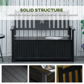Outsunny Outdoor Storage Bench, 43 Gallon Deck Box With Armrests, Outdoor Storage Box For Patio Furniture Cushions And Garden Tools, Black Black Wood
