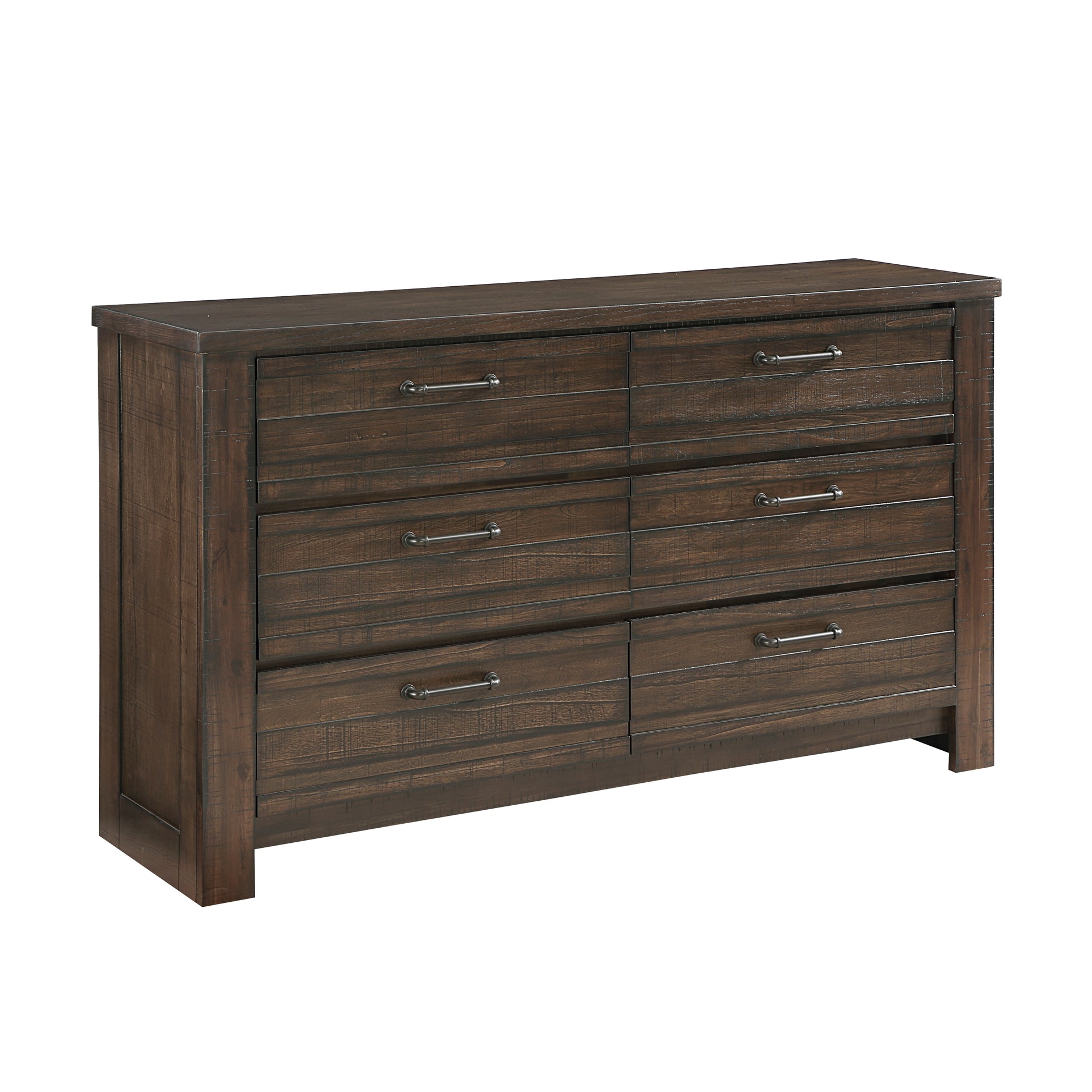 Rustic Style 1Pc Dark Brown Dresser Of 6X Drawers Black Metal Hardware Rustic Style 1Pc Dark Brown Dresser Of 6X Drawers Black Metal Hardware