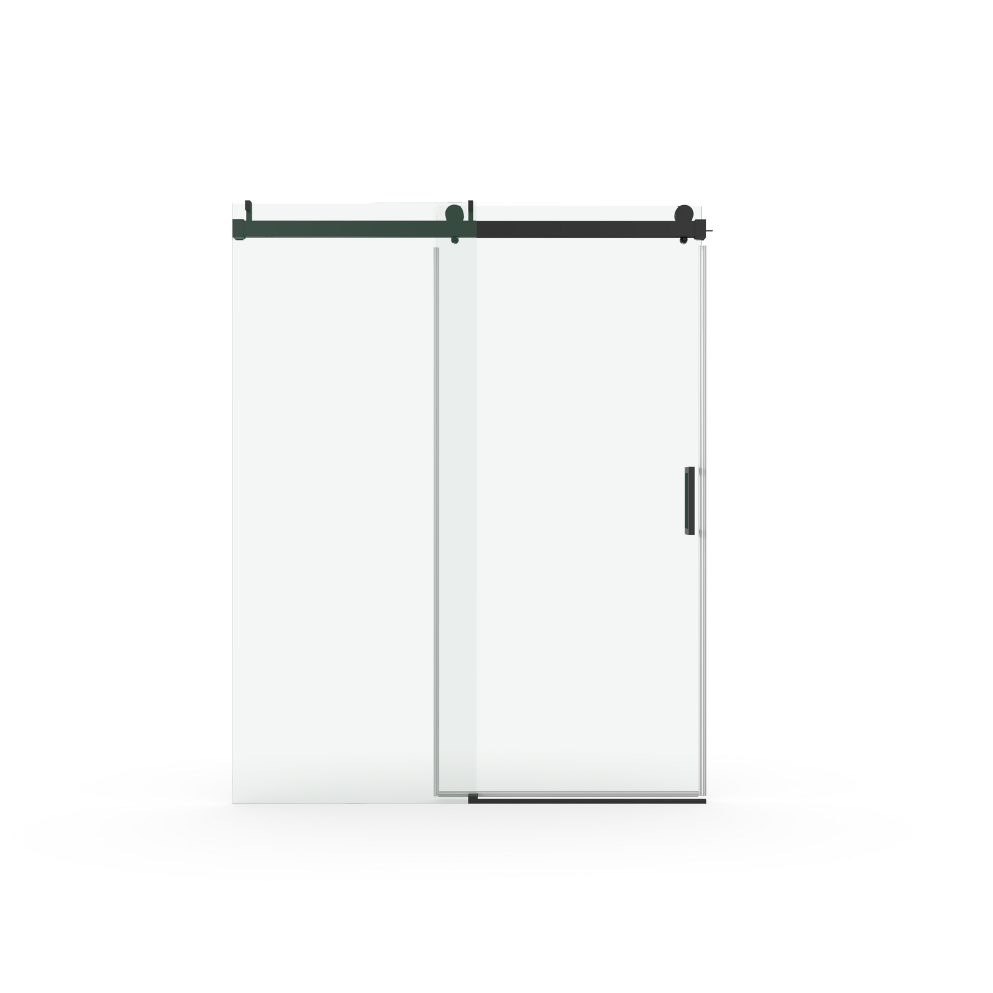 56" 60" W x 76" H Frameless Soft closing Single matte black-bathroom-tempered glass