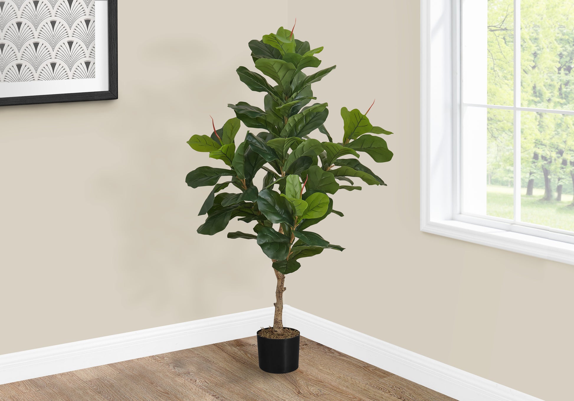 tall fake house plant Artificial Plant, 47" Tall, Fiddle Tree, Indoor, Faux, Fake, Floor, Gr