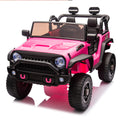 24V Two Seater Kids Ride On Truck Car W Parents Control,200W*2,Seat Width 20.28In,Four Wheel Suspension,Led Lights,Music,Mp3,Bluetooth,Two Independent Seat Belts,Suitable For Off Road For Kids Aged 3 Pink 100 149 Lbs Polypropylene