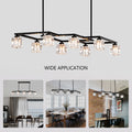 Matte Black Crystal Chandelier For Dining Room, 8 Light Kitchen Chandelier Light Fixture Modern Metal Industrial Chandeliers For Farmhouse Entryway Living Room 8*G9 Bulbs Included Matte Black