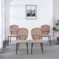 Black Leg And Orange Sennit Chair,Set Of 4,Dining Chair,Coffee Chair Orange Dark Brown Metal