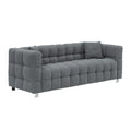 Grey Teddy Fleece Sofa 80 Inch Discharge In Living Room Bedroom With Two Throw Pillows Hardware Foot Support Gray Polyester Blend 3 Seat