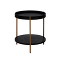 2 Piece Modern 2 Tier Round Coffee Table Set For Living Room,Easy Assembly Nesting Coffee Tables, End Side Tables For Bedroom Office Balcony Yard,Black Mdf Matt Black Mdf Metal