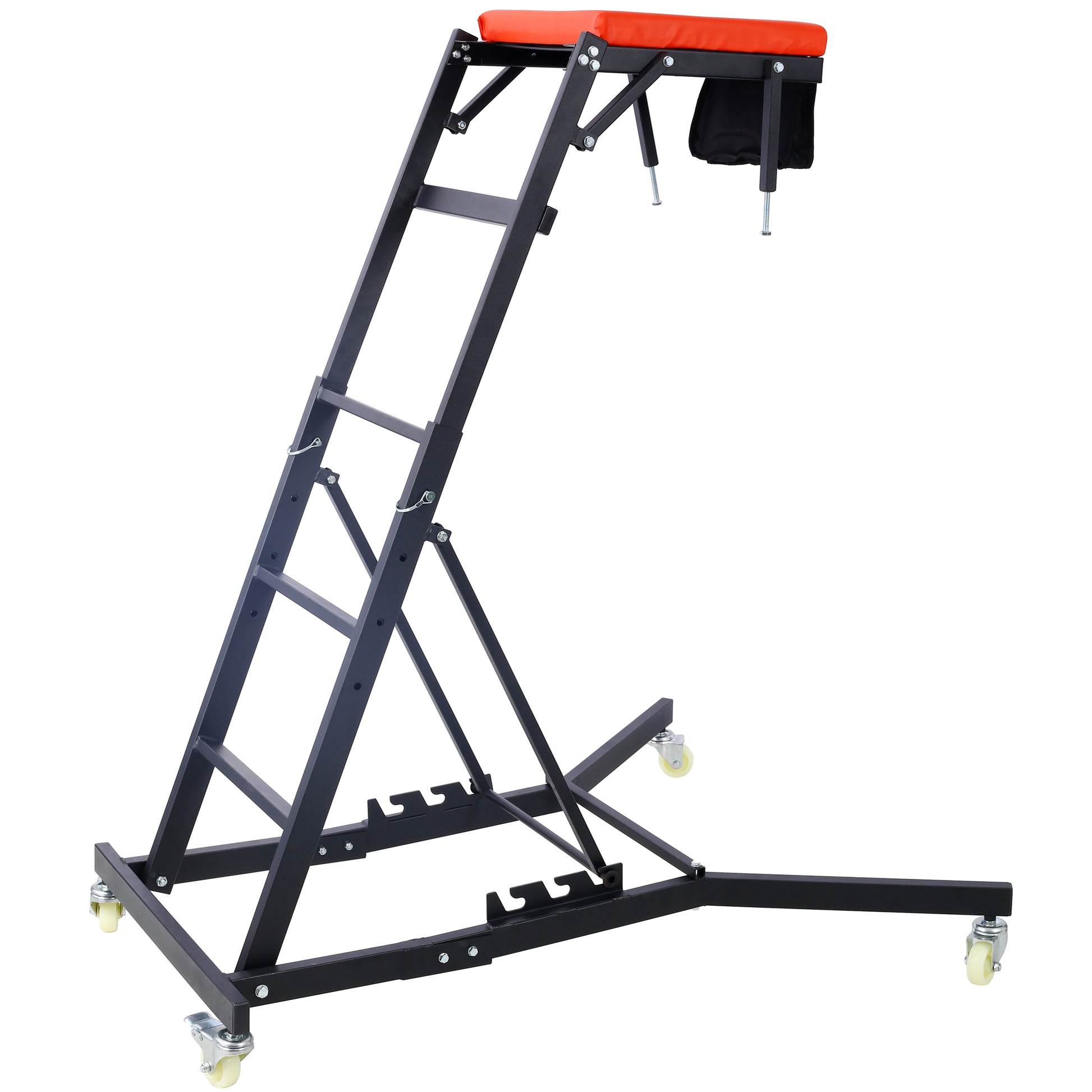 Top Automotive Creeper, Engine Creeper 42.5" 66", 330 Lbs Capacity High Top Creeper, 4 Swivel Caster Wheels, Padded Deck, Foldable Creeper For Home Garage, Workshop Repair Maintenance Black Steel