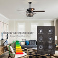 52 Inch Farmhouse Ceiling Fan With Remote,3 Lights Ceiling Fan With Light Fixture No Include Bulbs , Ceiling Fan For Patio,Living Room,Bedroom Black Matte Wood Grain Matt Black American Design,American Traditional,Traditional Plywood Iron