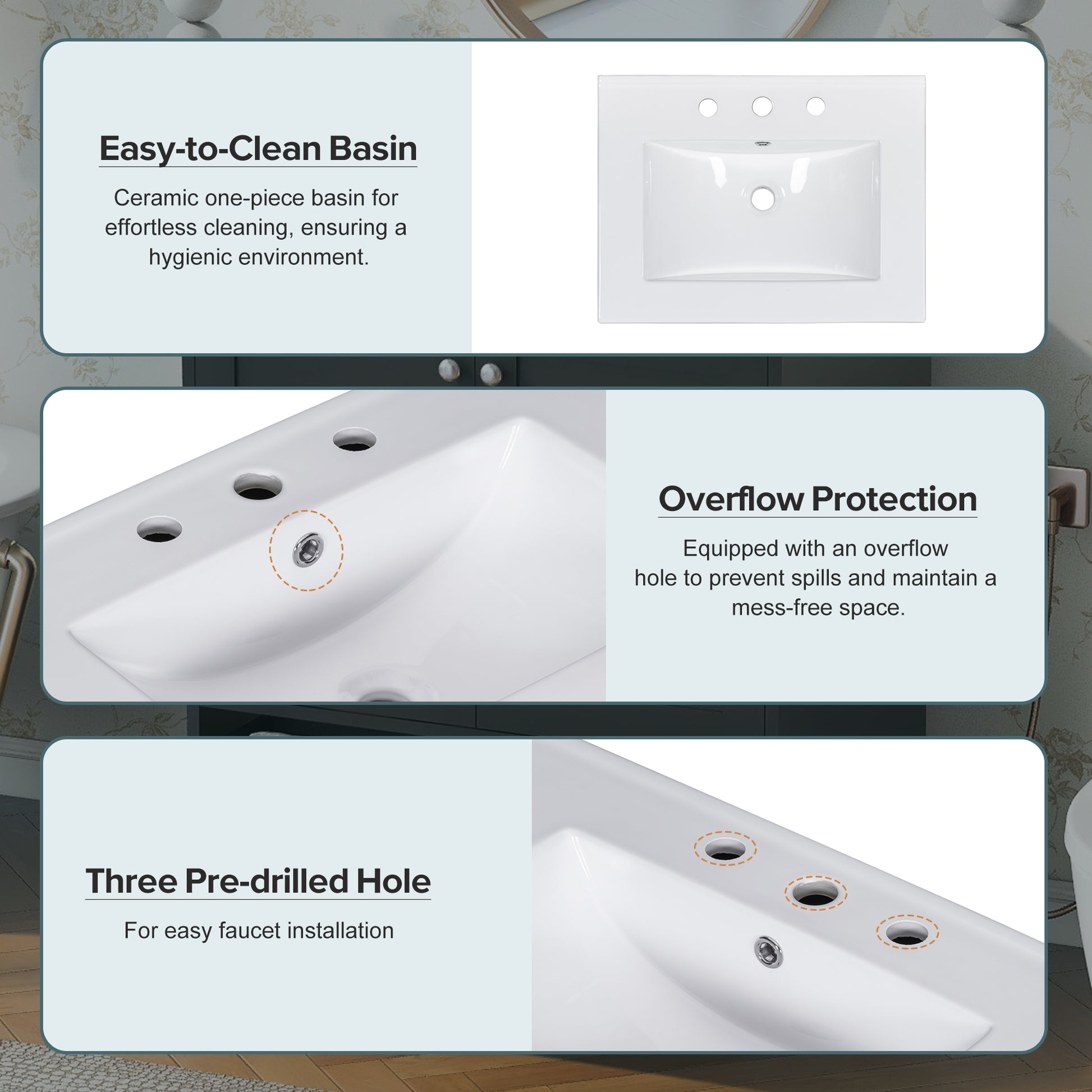 30" Black Bathroom Vanity Set With Ceramic Sink And Large Storage Space Ideal For Small Bathrooms Black Bathroom Solid Wood Mdf