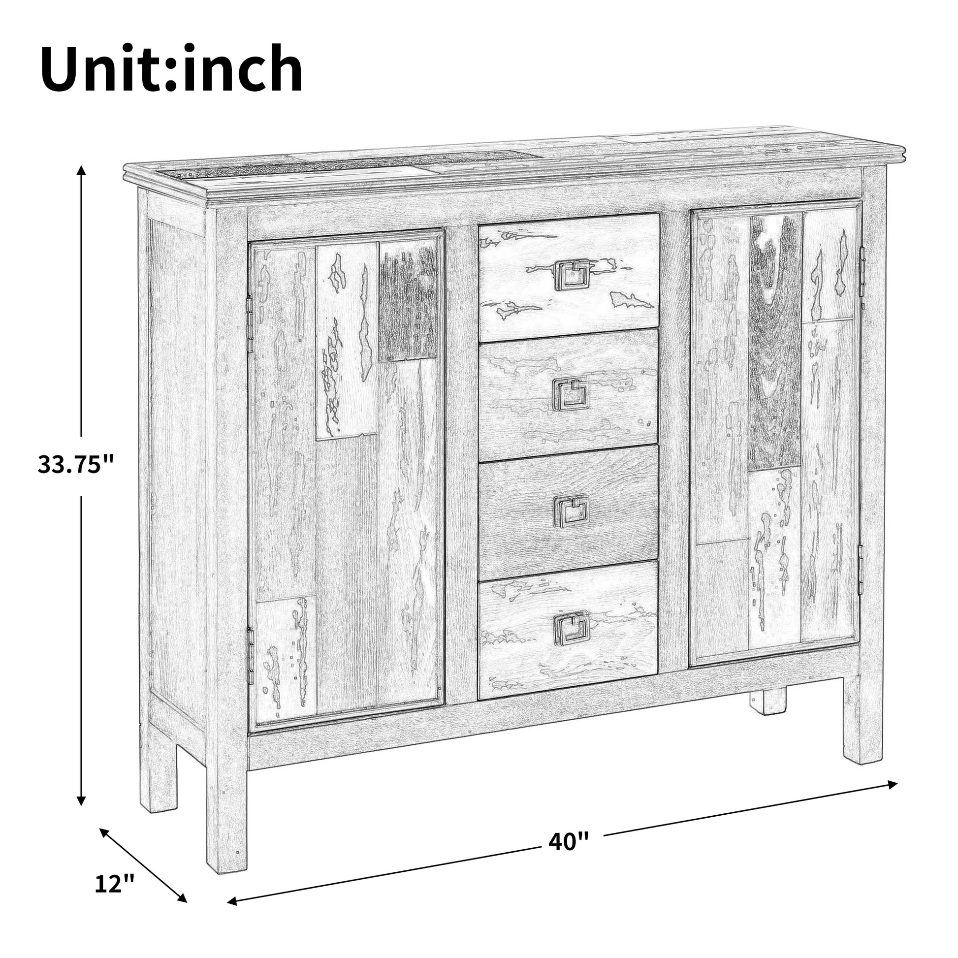 Everest 4 Drawer 2 Door Cabinet Colorful Mdf