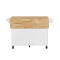 Kitchen Island With Drop Leaf Countertop, Rolling Kitchen Island Cartbarn Door Kitchen Island Table With Storage Cabinet And Tower Rack, Island Table On Wheels For Kitchen, White White White Rectangular Kitchen Carts Particle Board Medium 40 55In