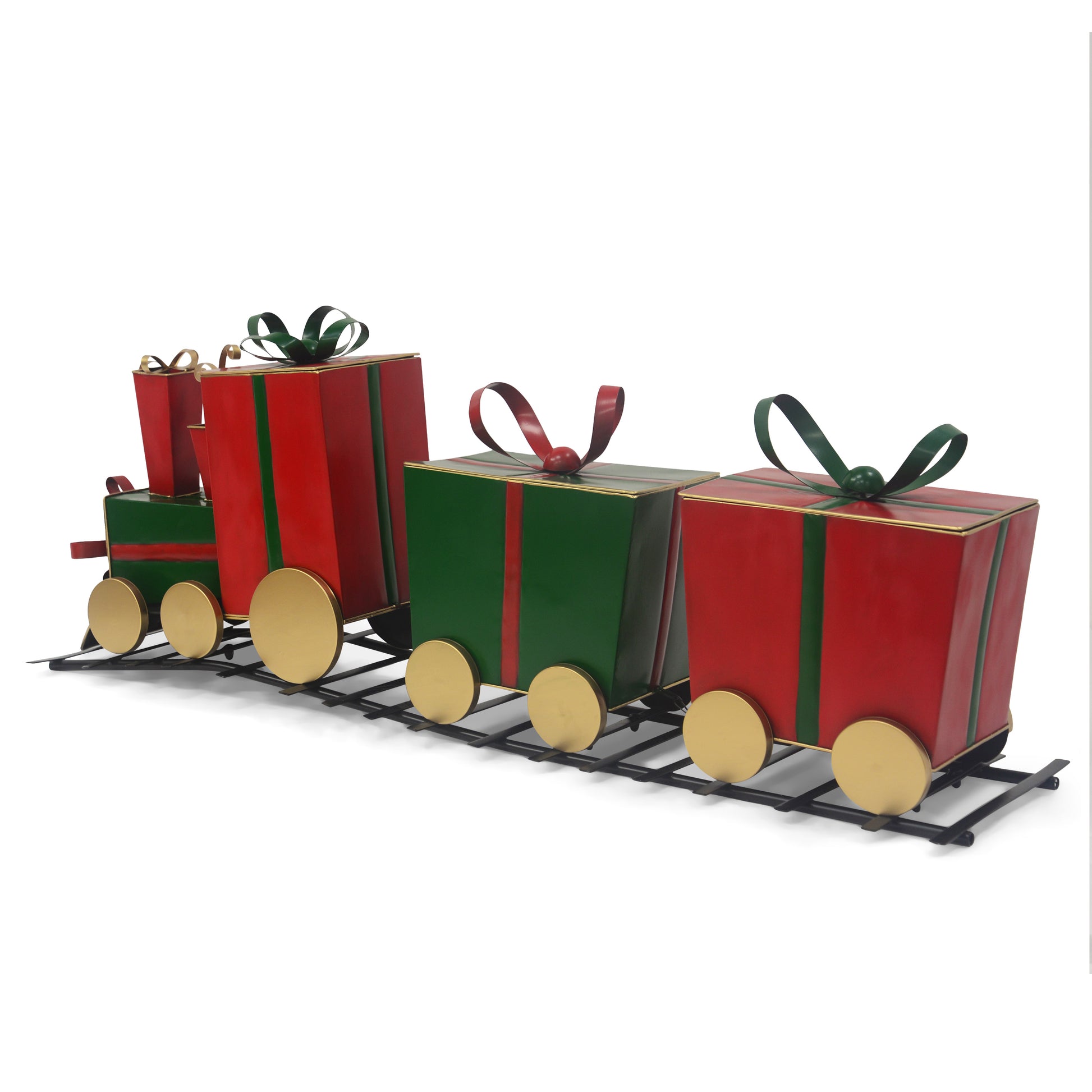 Festive Iron Train Decor With Gift Shaped Carriages Red Iron