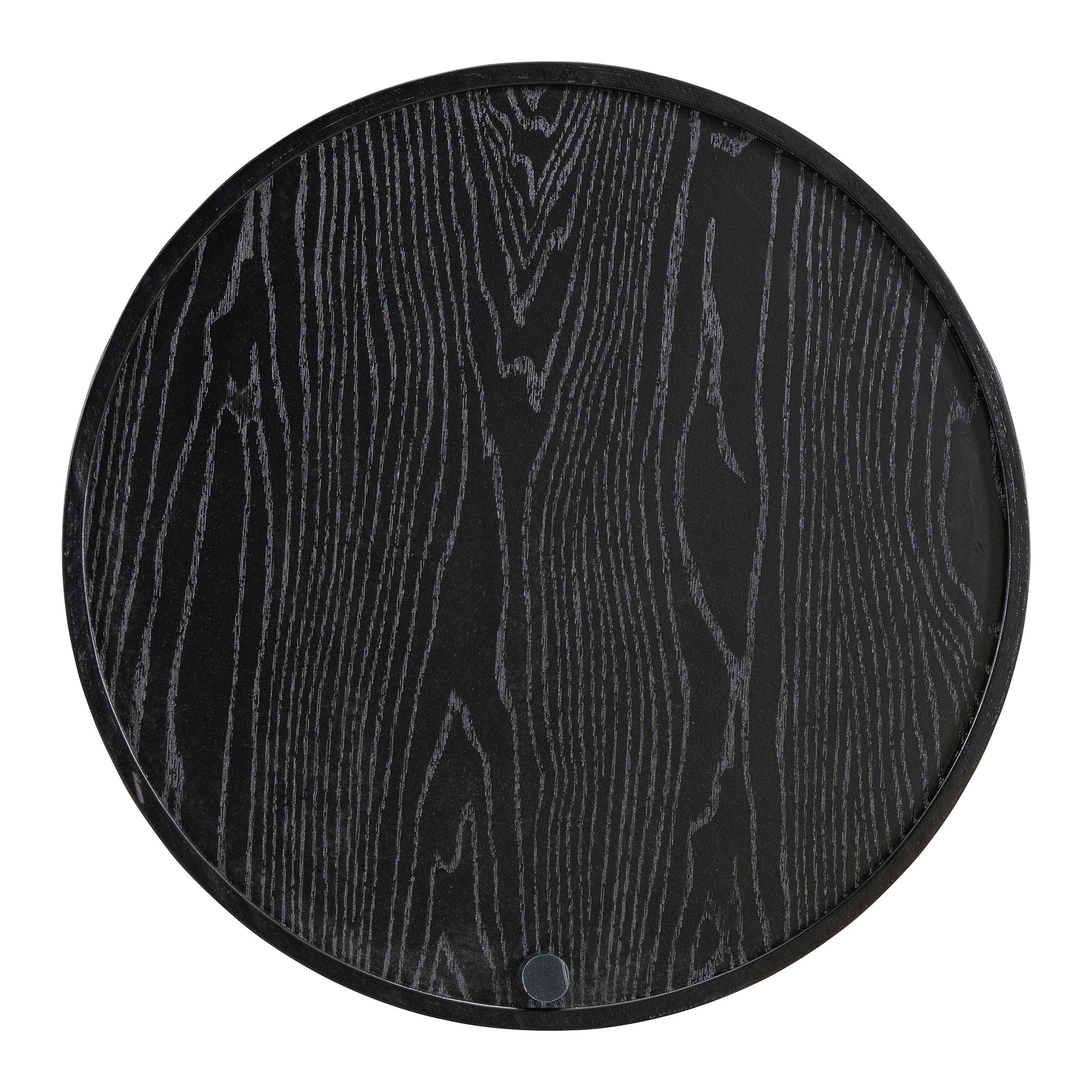 Modern Round Wood Rotating Tray Coffee Table With Storage & Metal Legs In Black Black Metal,Rubber Wood