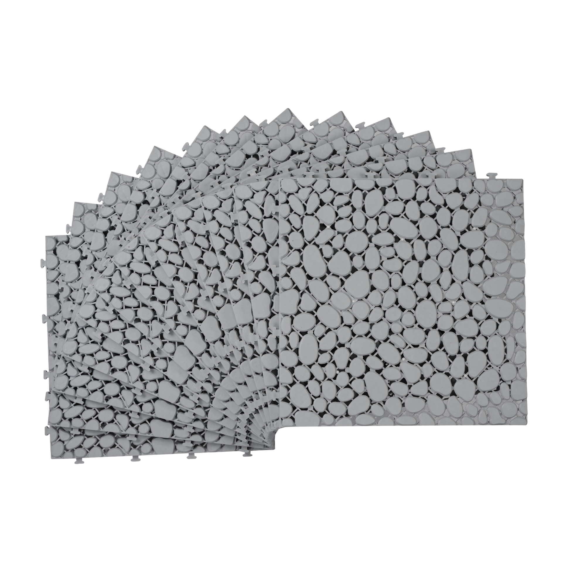 12 X 12 Inch Gray Interlocking Deck Tiles Plastic Waterproof Outdoor All Weather Anti Slip Bathroom Shower Balcony Porch Strong Weight Capacity Upto 440 Lbs, Pebble Stone Pattern Pack Of 12 Gray Garden & Outdoor American Design,American Traditional