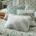 6 Piece Cotton Percale Quilt Set With Throw Pillows Aqua Full Queen Full Aqua Polyester