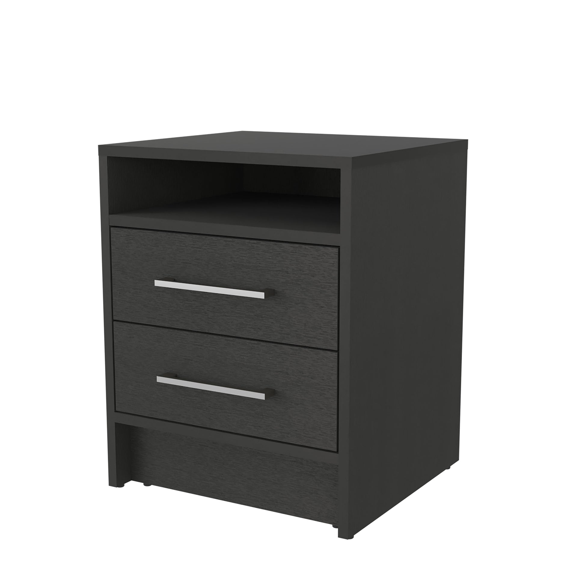 Eastover Nightstand 2.0 In Melamine With Two Drawers Black 2 Drawers Bedroom Modern Drawers Particle Board Melamine