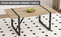 Rural Industrial Rectangular Dining Table With 2.3 Inch Thick Engineered Wood Grain Mdf Tabletop And Black Metal Legs, Serving As A Kitchen Table, Living Room Table, 1529 Natural Wood Mdf