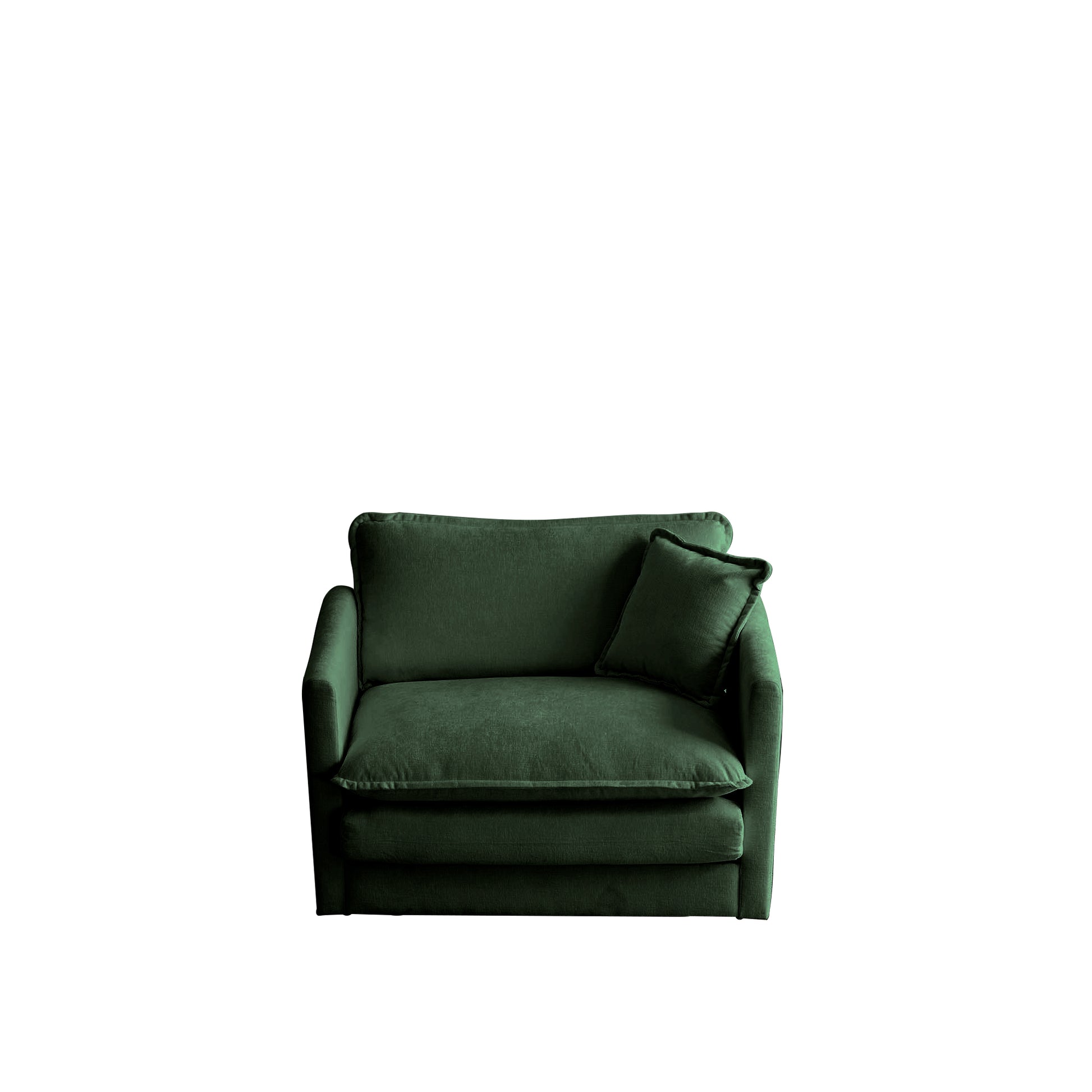 Comfy Deep Single Seat Sofa Upholstered Reading Armchair Living Room Chair Green Chenille Fabric1 Toss Pillow Green Chenille 1 Seat