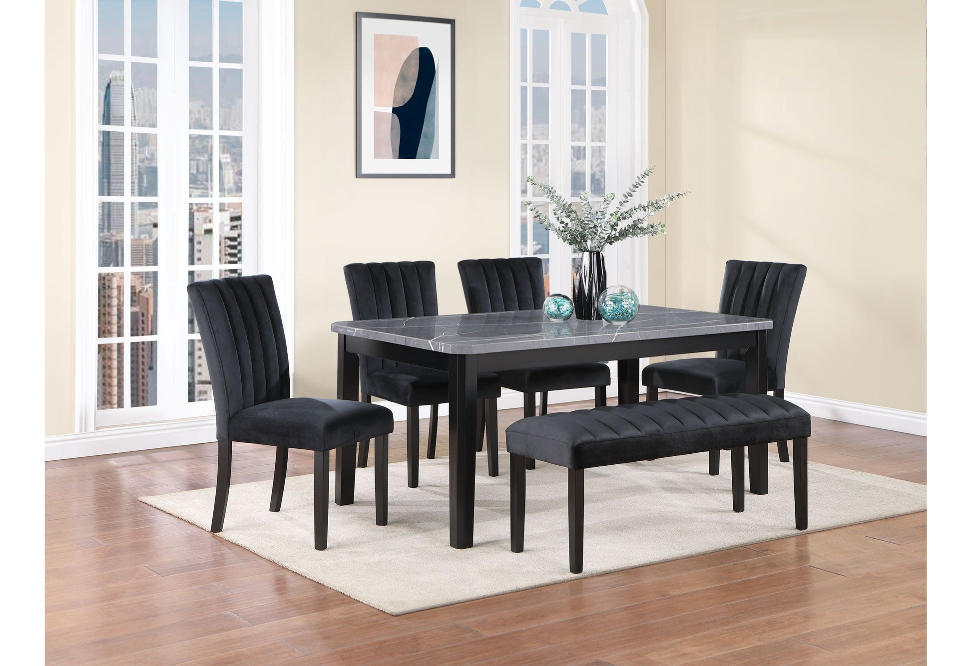 Vhong Dining Table Gray Rubber Wood