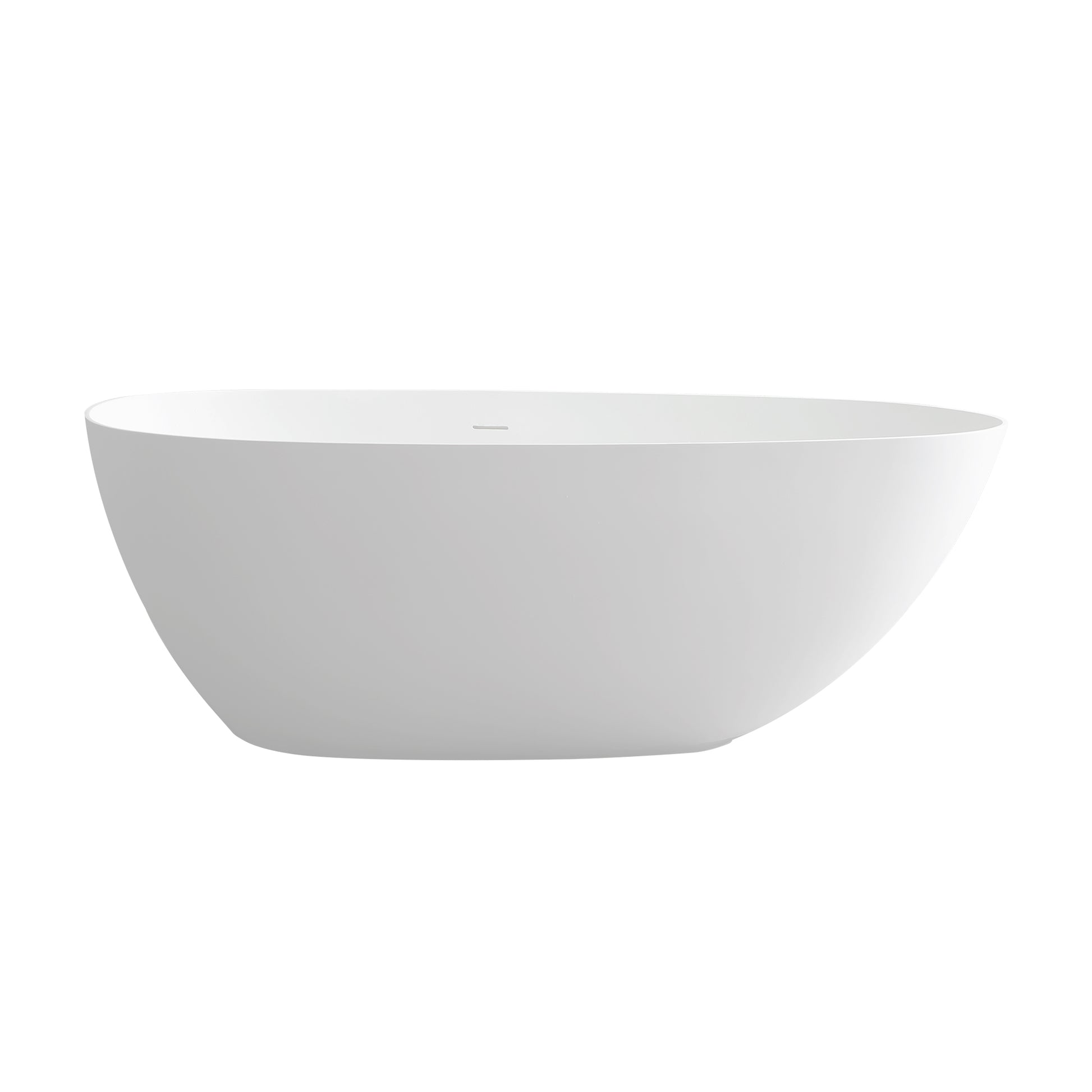 59" Solid Surface Soaking Bathtub Matte White Freestanding Tubs Matte 59 61 In Center Front Solid Surface