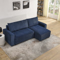 Modular Corduroy Upholstered 3 Seater Sofa Bed With Storage For Home Apartment Office Living Room, Free Combination, L Shapedblue Blue Wood Primary Living Space Medium Soft Pillow Back Eucalyptus Square Arms Foam Corduroy 3 Seat