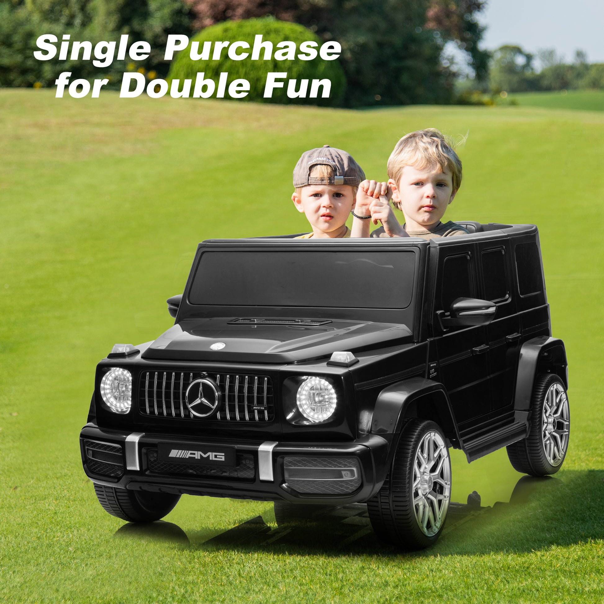 24V 2 Seater Kids Ride On Car Licensed Mercedes Benz G63 Powerful 4Wd For Kids Ages 3 8, With 7Ah Big Battery, Remote Control, Soft Braking, 4 Wheel Suspension, Led Headlight & Music,Black Black Polyethylene