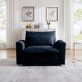 Blue Corduroy Deep Seat Single Sofa Accent Chair,Deep Seat Couch With Waist Pillow For Living Room Apartment Office Blue Corduroy 1 Seat