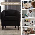 Coolmore Living Room Accent Barrel Chair, Century Modern Style Decorative Chair, Armchair For Living Room With Thick Cushions And Pillows, Comfy Single Sofa Chair, Chair With Wooden Legs,Black Black Corduroy