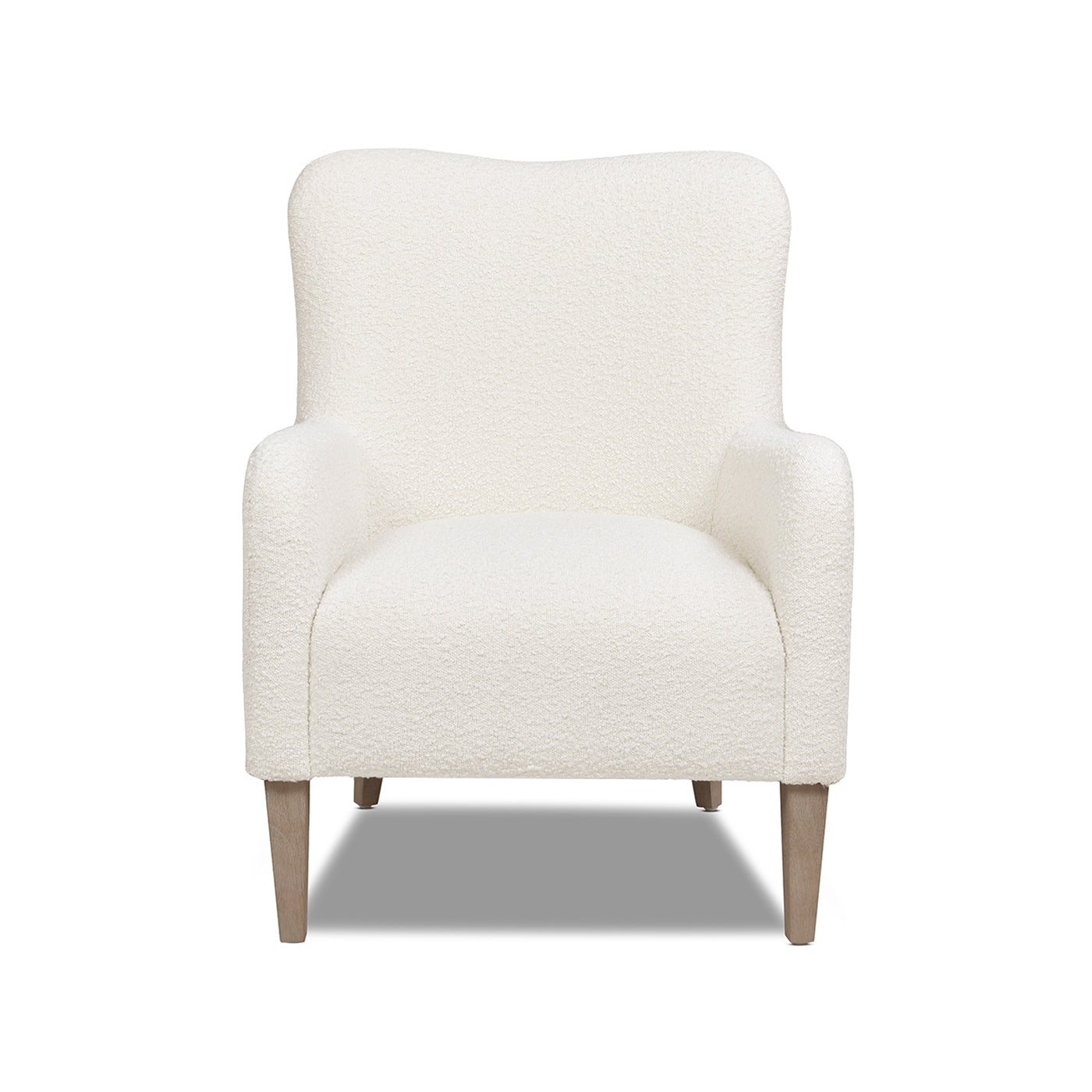 Nimbus 27.5" Curved Accent Chair, Ivory White Boucle White Foam Boucle