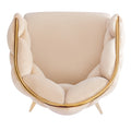 Set Of 2 Luxury Handmade Accent Chair With Gold Legs, Modern Velvet Armchair For Living Room And Bedroom Beige Foam Velvet