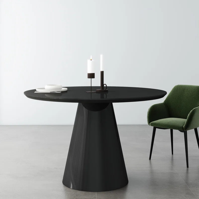 Modern Black High Gloss Minimalist Round Dining Table Black Desk And Hutch Dining Room Minimalist,Modern Freestanding Round Kitchen & Dining Tables Glossy Round Mdf Pedestal