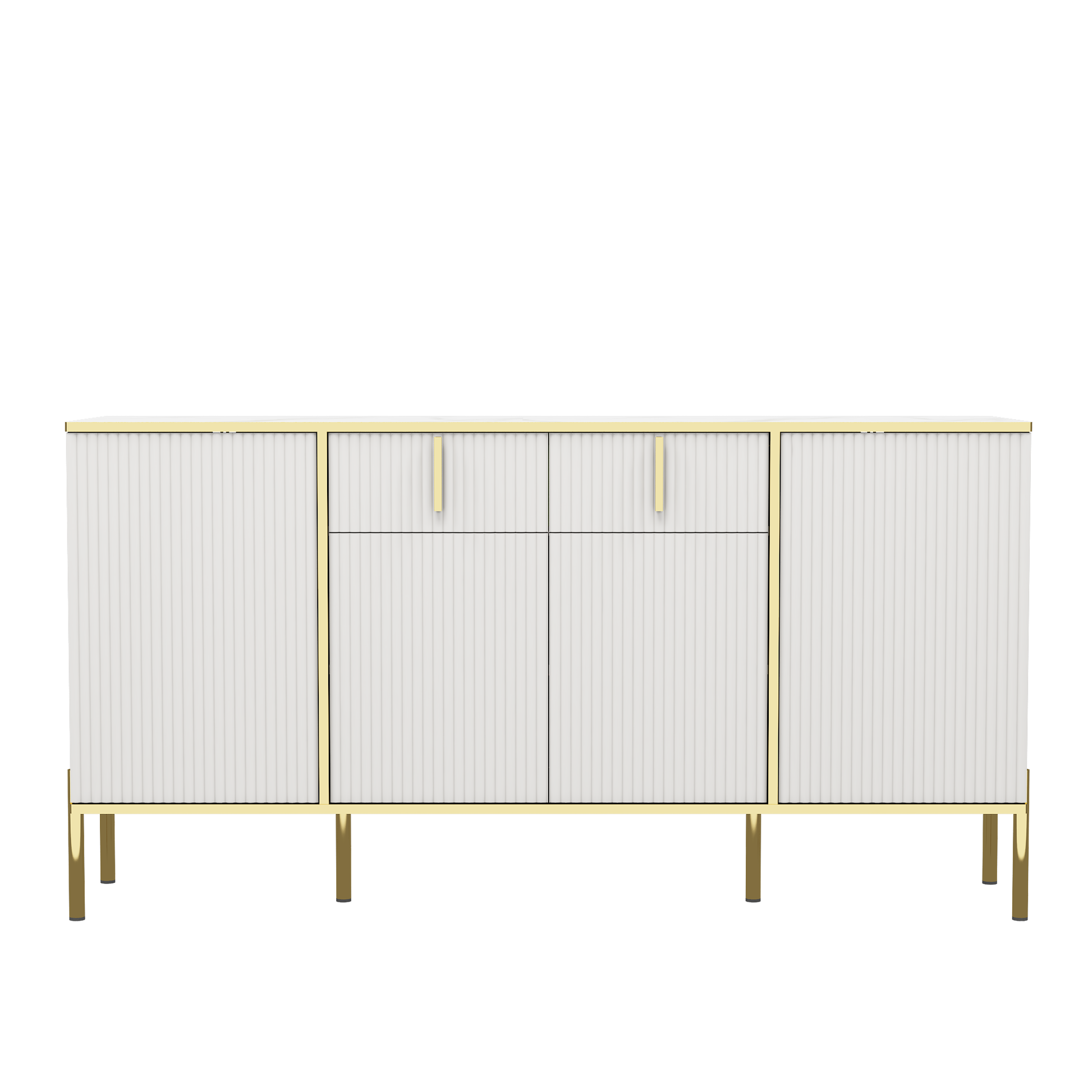 Four Doors And Two Drawers,Modern Sideboard Buffet Cabinet Storage Cabinet For Living Room,Kitchen,Dining Room,Hallway,White White White Dining Room Modern Drawers Included Mdf,Particle Board