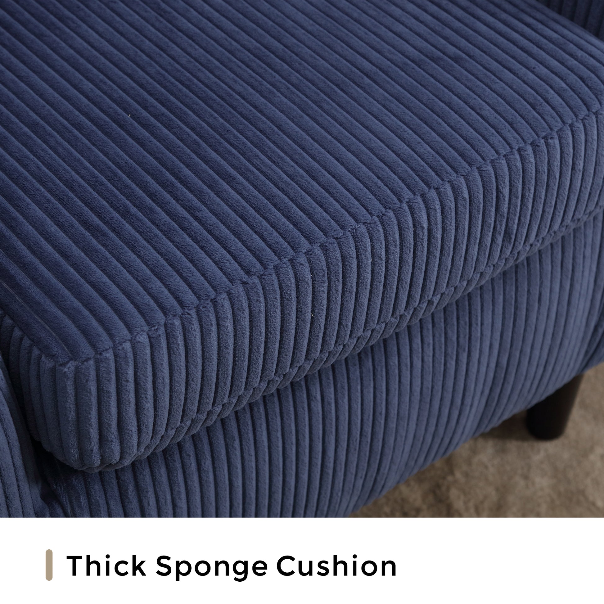 Coolmore Living Room Accent Barrel Chair, Century Modern Style Decorative Chair, Armchair For Living Room With Thick Cushions And Pillows, Comfy Single Sofa Chair, Chair With Wooden Legs,Blue Blue Corduroy