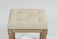 Small Padded Bench, Square Upholstered Rustic Ottoman Bench, Vanity Stools For Bedroom Rubberwood Beige Rubber Wood