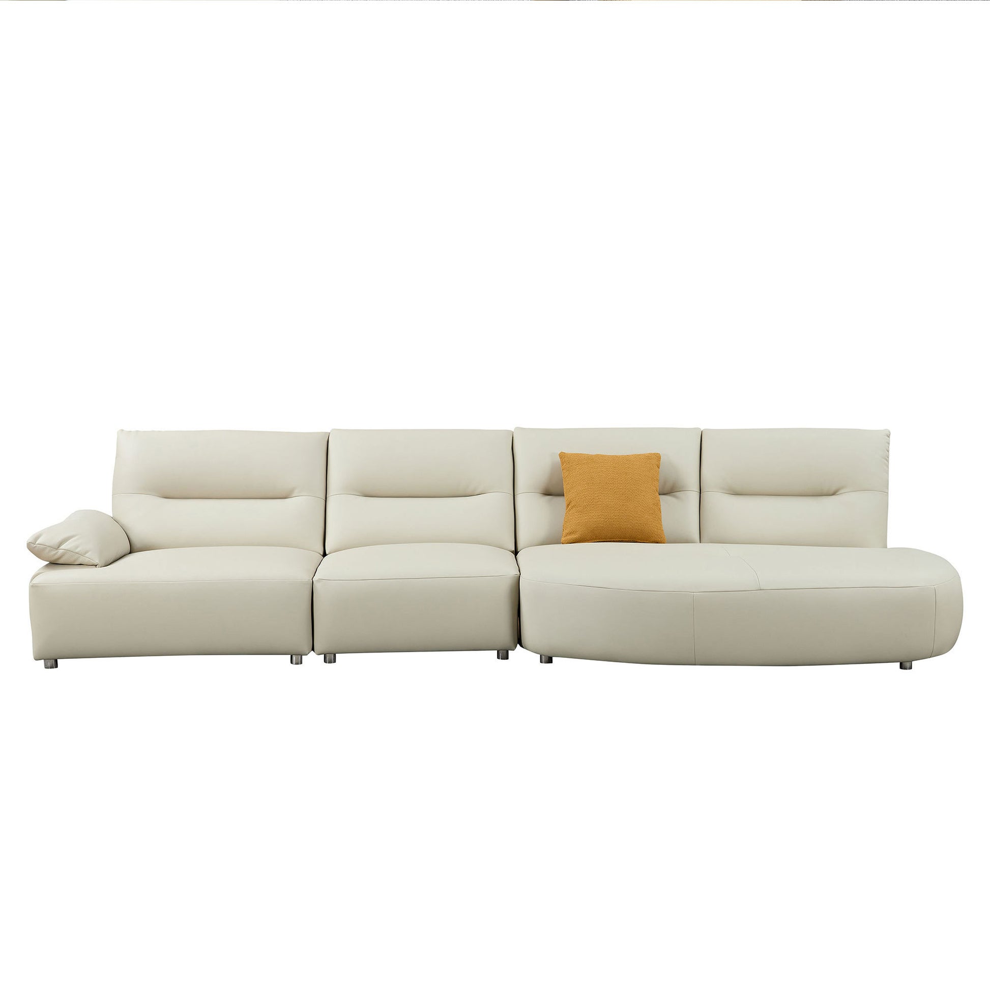 147.24'' Oversied Modern Sectional Curved Shaped Sofa Couch For Living Room,Upholstered 5 Seat Sofa Eco Leather Couch Set,Beige Beige Foam 5 Seat