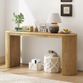 Curved Design Console Table With Unique Vertical Stripe Design ,Suitable For Living Room,Study And Entrance Natural Pine